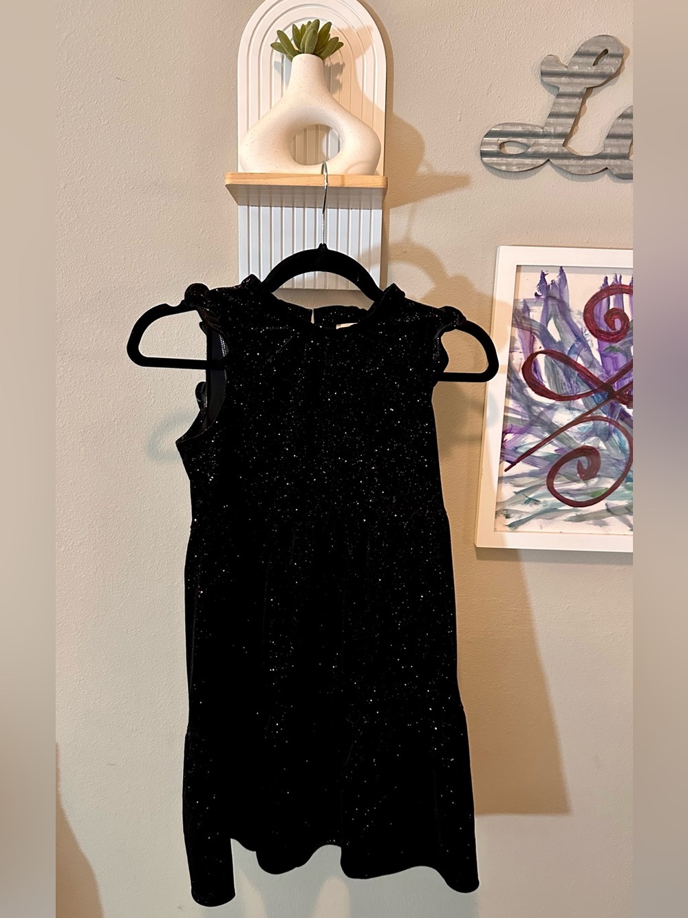 Authentic Crewcuts Black Velvet Dress with Iridescent Glitter